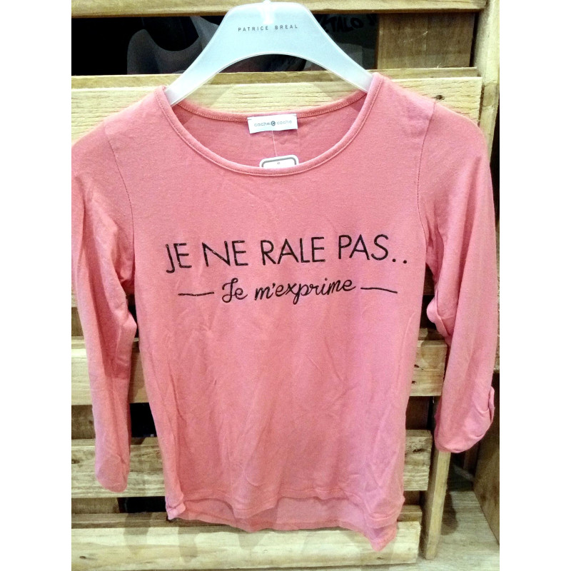 T shirt manche 3/4 rose 