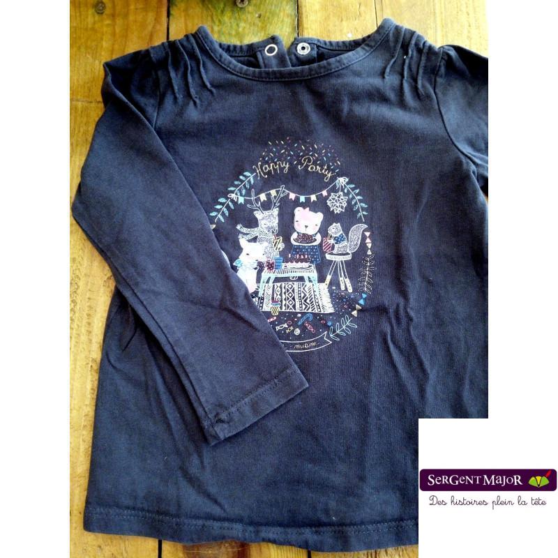 Tee shirt ML gris happy party