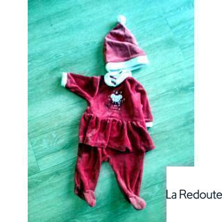 Ensemble pyjamas bonnet de Noël 3/6 mois 