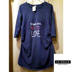 T shirt bleu made with love TS