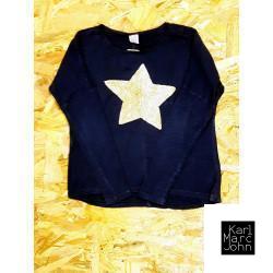 T shirt bleu étoile sequin 