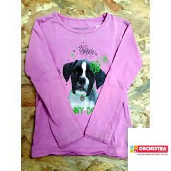 T shirt rose chien 