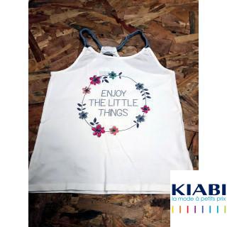 T shirt à bretelles blanc imprimé fleurs