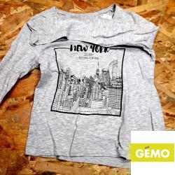 T shirt gris ML imprimé New York
