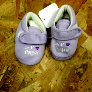 Chaussons violet je t'aime papa