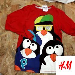 T shirt rouge pingouins ML