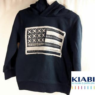 Sweat à capuche marine drapeau