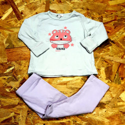 Ensemble T shirt parme chat legging violet