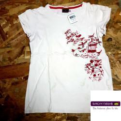 T shirt rose oiseaux MC