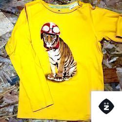 T shirt jaune imprimé tigre