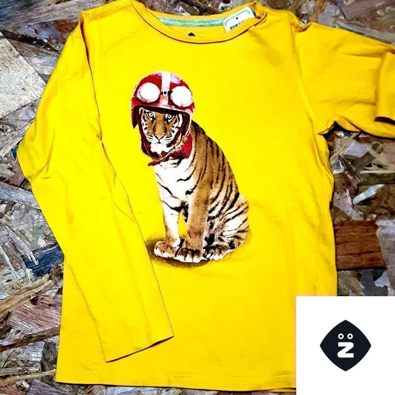 T shirt jaune imprimé tigre