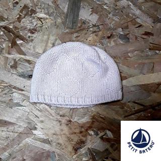 Bonnet lainage beige 43/45 cm à motifs