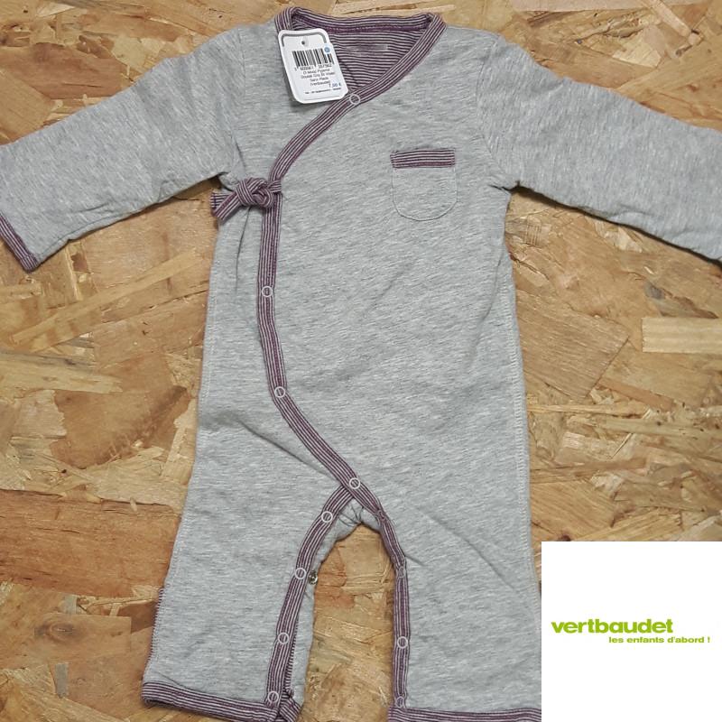Pyjama doublé gris et violet sans pieds