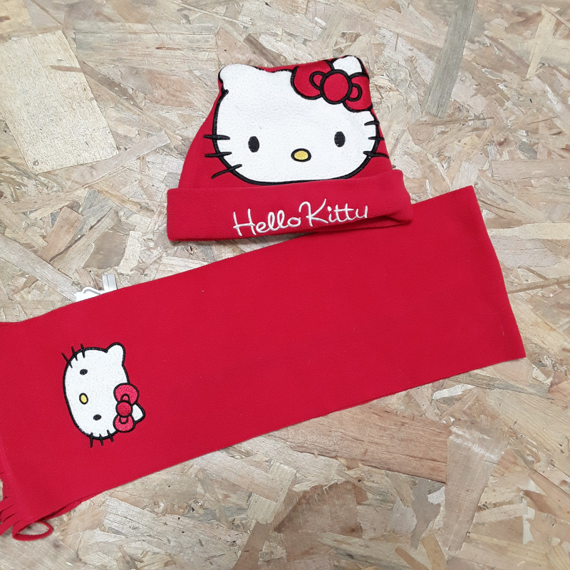 Ensemble 2 pièces écharpe et bonnet T54 cm rouge Hello Kitty