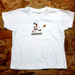 T shirt blanc MC inscription pays basque coton