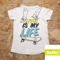 T shirt MC blanc imprimé skate is my life
