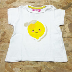 T shirt blanc imprimé citron