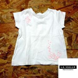 T shirt MC blanc imprimé poisson rose fluo