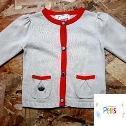 Gilet beige coutures rouges 