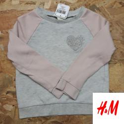 Pull gris manches roses 