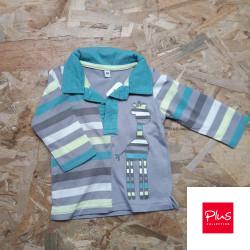 polo ML taupe, turquoise et...