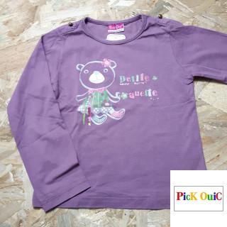 t shirt violet imprimé nounours "petite coquette"