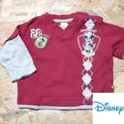 t shirt ML bordeaux manches gris broderie mickey