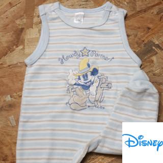 pyjama velours bleu rayé blanc et marron clair broderie Mickey