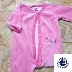 pyjama velours rose imprimé ours ouvert devant