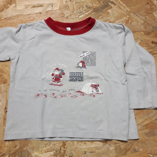 t shirt ML gris col rouge imprimé "mini expé"