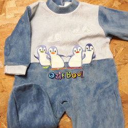 pyjama velours bleu pingouins