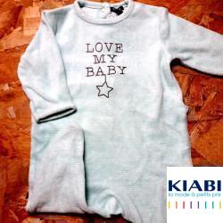 pyjama rayé turquoise "love my baby"