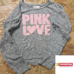 pull fin gris "Pink Love"