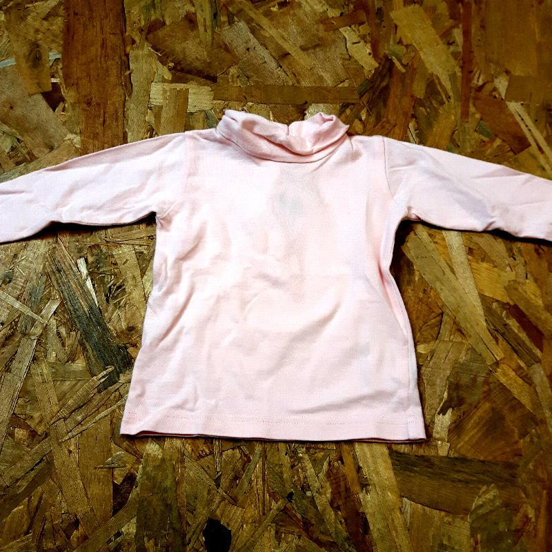 t shirt ML rose col roulé