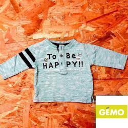 T shirt ML vert d'eau "to be happy"