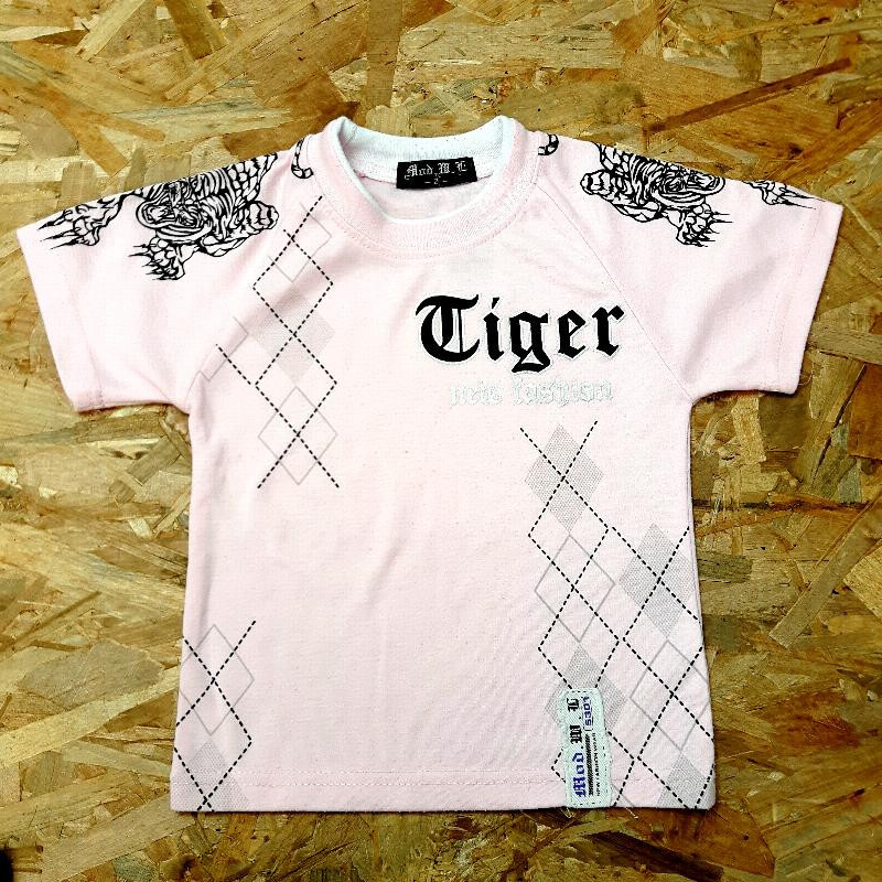 T shirt MC rose pale et noir "Tiger"