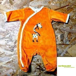 Pyjama velours orange girafe