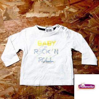 t shirt ML blanc "baby rock'n roll"