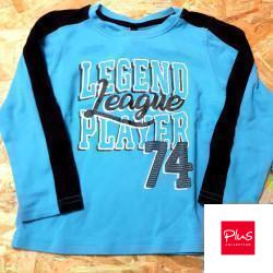 T shirt ML bleu et noir "legend league player 74"