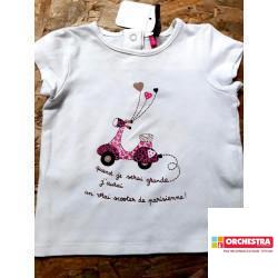 T shirt MC blanc scooter rose