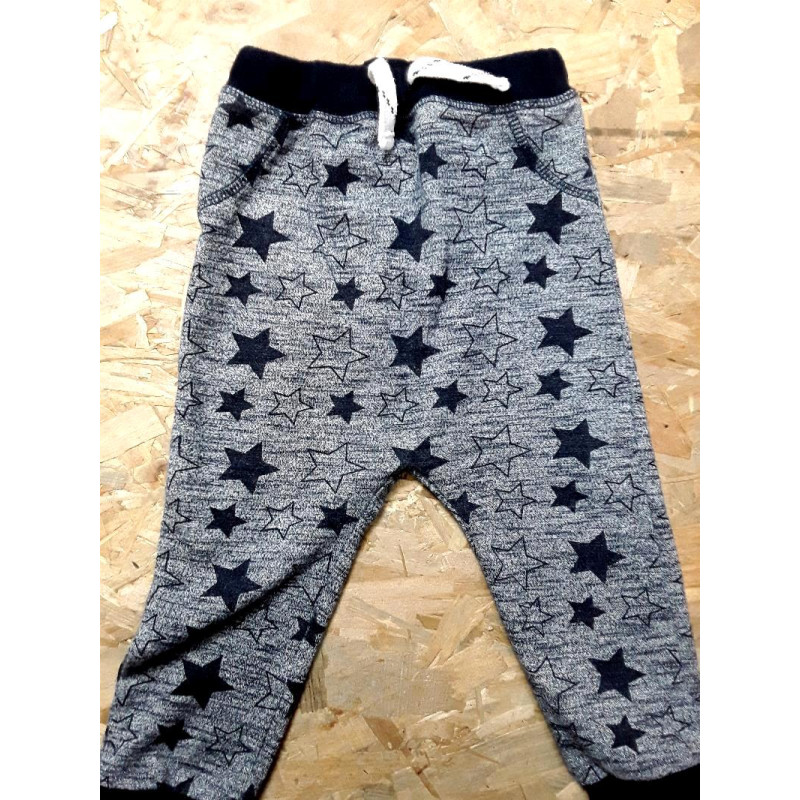 Pantalon sarouel marine et gris chiné imprimé étoiles