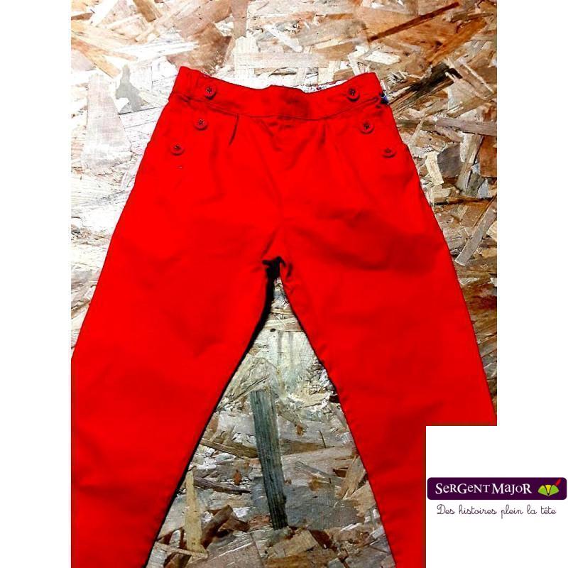 Pantalon rouge taille élastique réglable