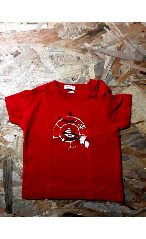 T shirt MC rouge imprimé bateau " à moi "