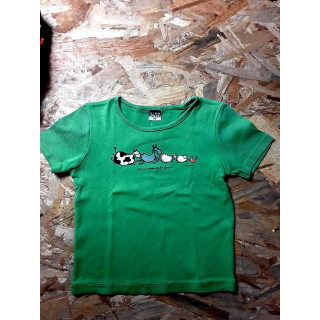 T shirt MC vert imprimé animaux de la ferme