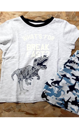 Pyjama short gris dinosaure