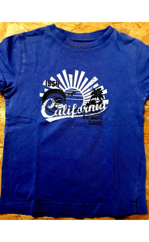 T shirt MC bleu électrique imprimé california