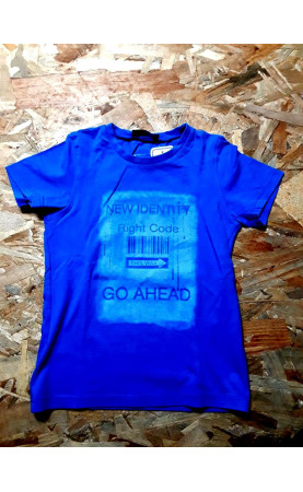 T shirt bleu écriture new...