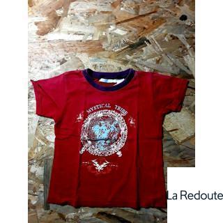 T shirt MC rouge imprimé " mystical tribe "