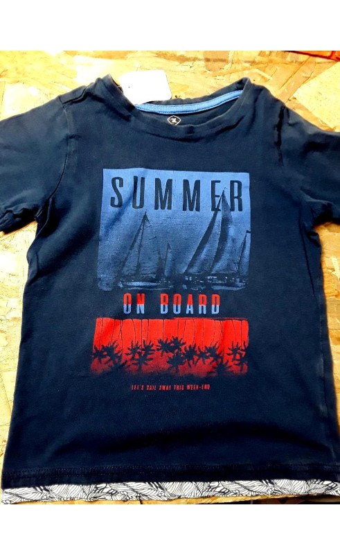 T shirt MC marine imprimé "summer on board "