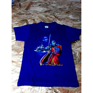 T shirt MC bleu imprimé chevalier